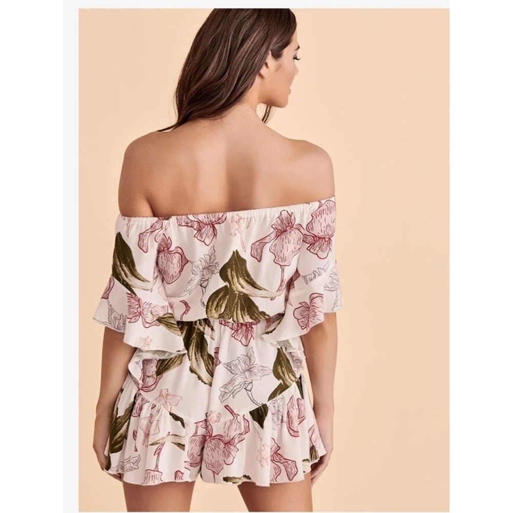 ELAN One Piece Romper, Off The Shoulders Bohemian Peasant Festival Flowy